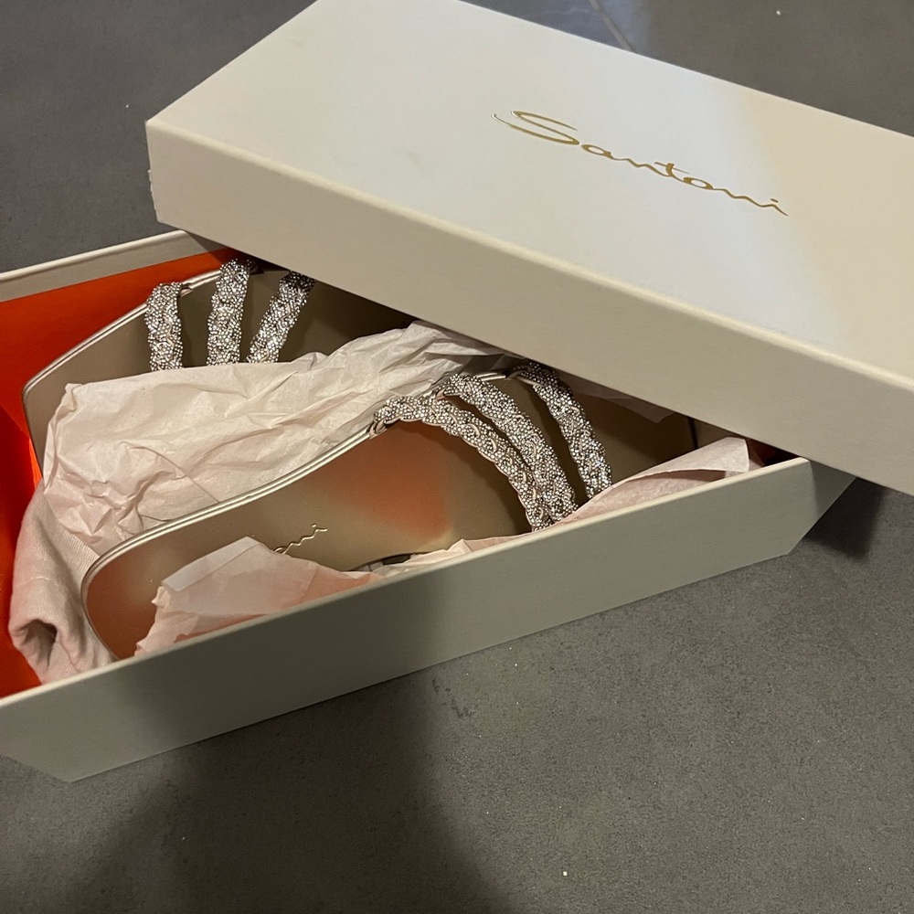 Santoni Glittering Silver Heels